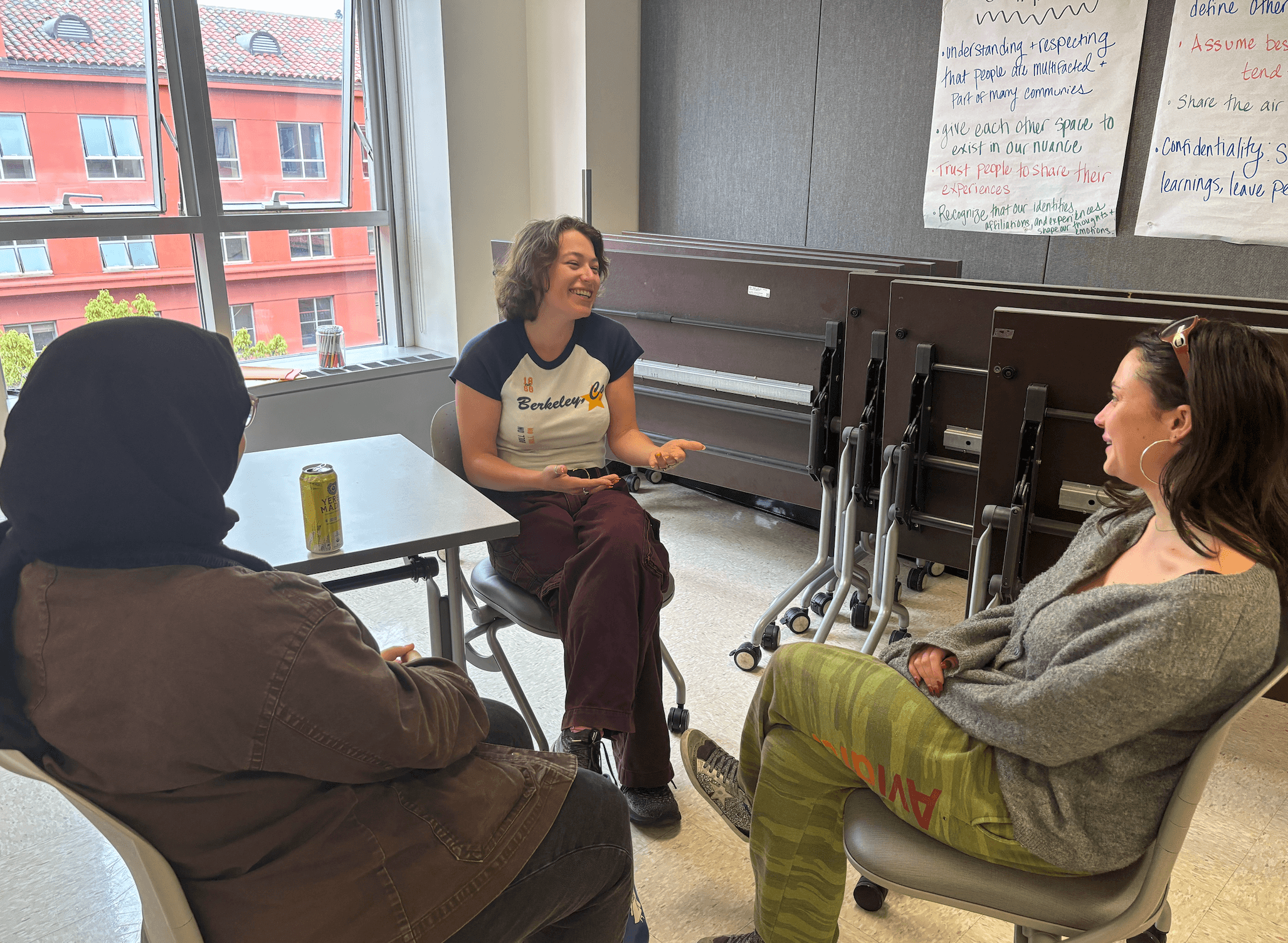 Two individuals engaged in active listening