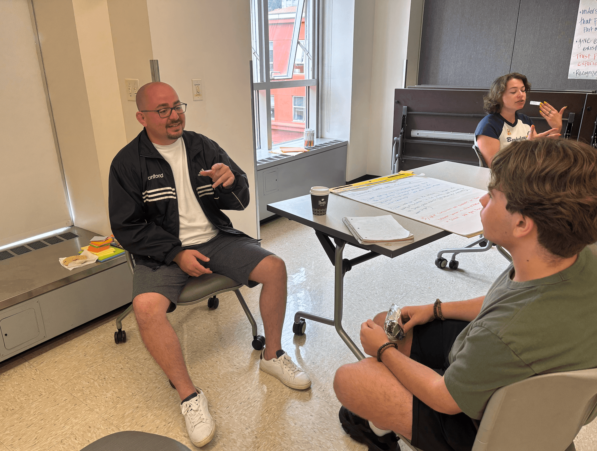 Two individuals engaged in active listening